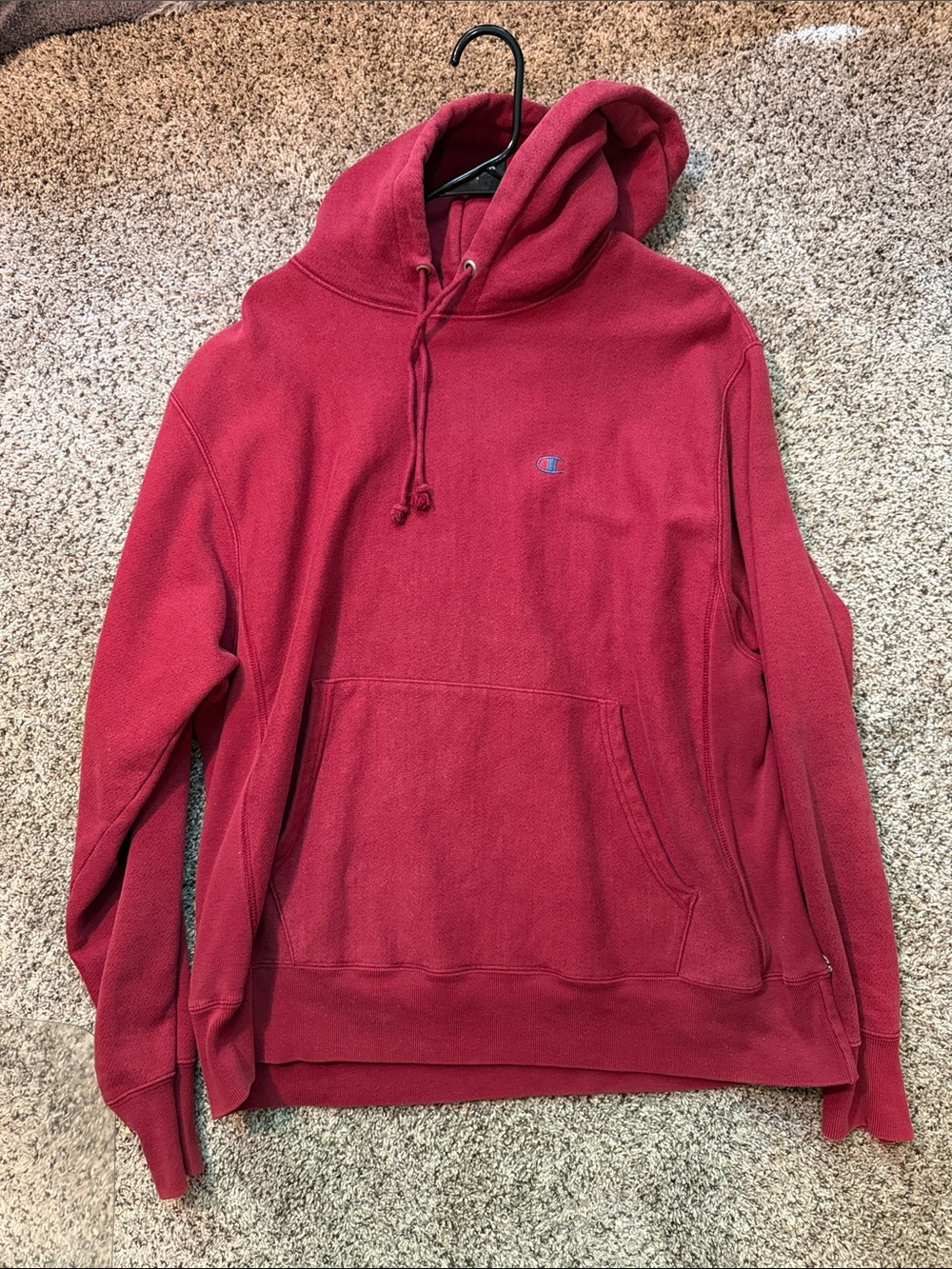 Champion Men's Burgundy Red Hooded Sweatshirt
